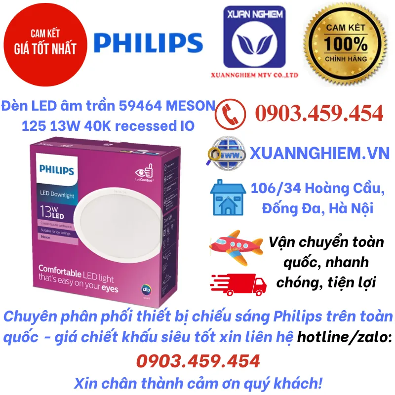 Đèn LED âm trần 59464 MESON 125 13W 40K recessed IO