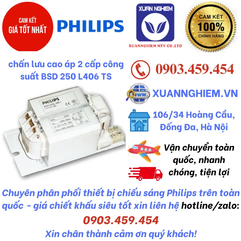 chấn lưu cao áp 2 cấp công suất BSD 250 L406 TS