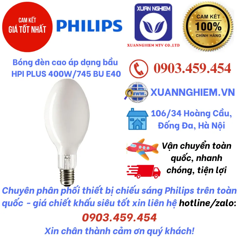 Bóng đèn cao áp dạng bầu HPI PLUS 400W/745 BU E40 SLV/6