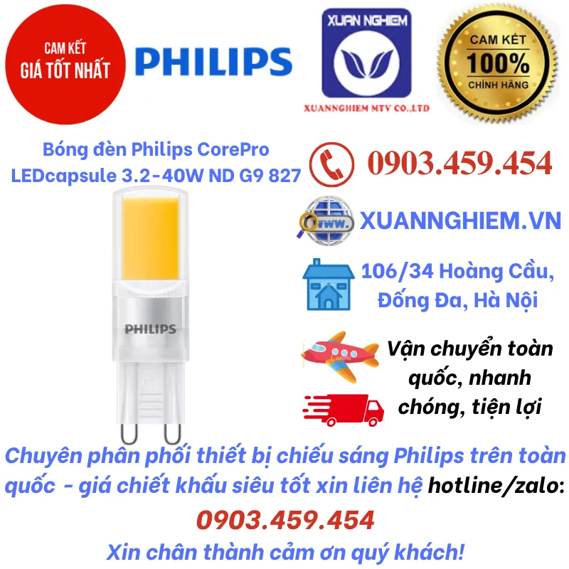 Bóng đèn Philips CorePro LEDcapsule 3.2-40W ND G9 827