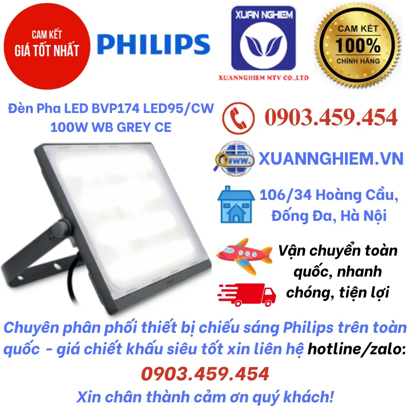 Đèn Pha LED BVP174 LED95/CW 100W WB GREY CE