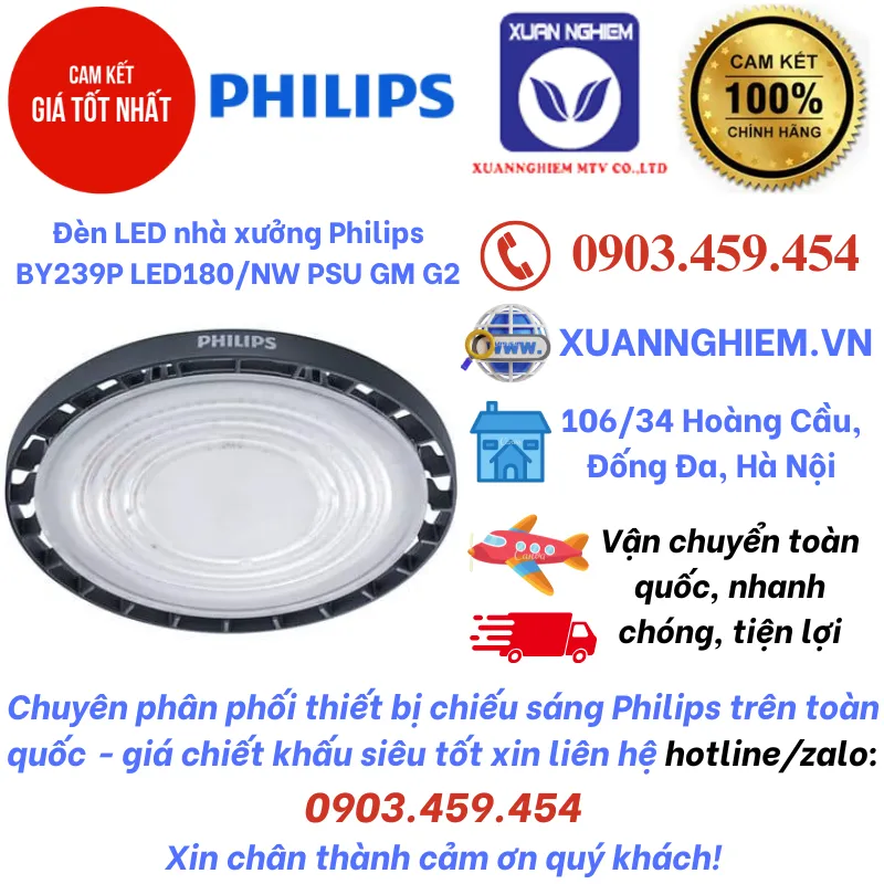 Đèn LED nhà xưởng Philips BY239P LED180/NW PSU GM G2