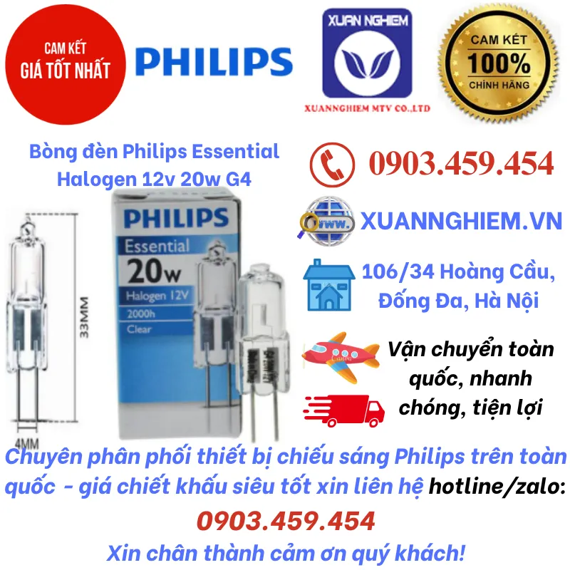 Bòng đèn Philips Essential Halogen 12v 20w G4