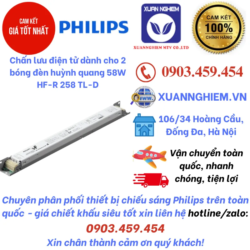 Chấn lưu điện tử dành cho 2 bóng đèn huỳnh quang 58W HF-R 258 TL-D