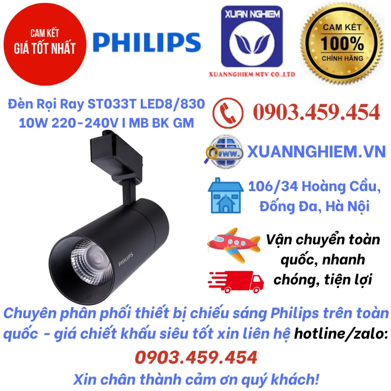 Đèn Rọi Ray ST033T LED8/830 10W 220-240V I MB BK GM