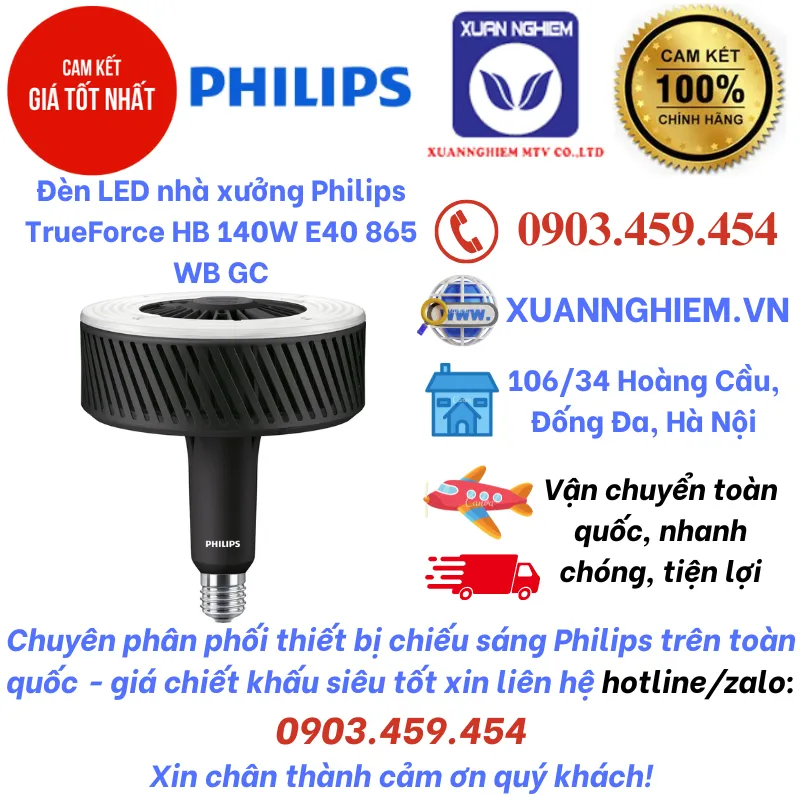 Đèn LED nhà xưởng Philips TrueForce HB 140W E40 865 WB GC