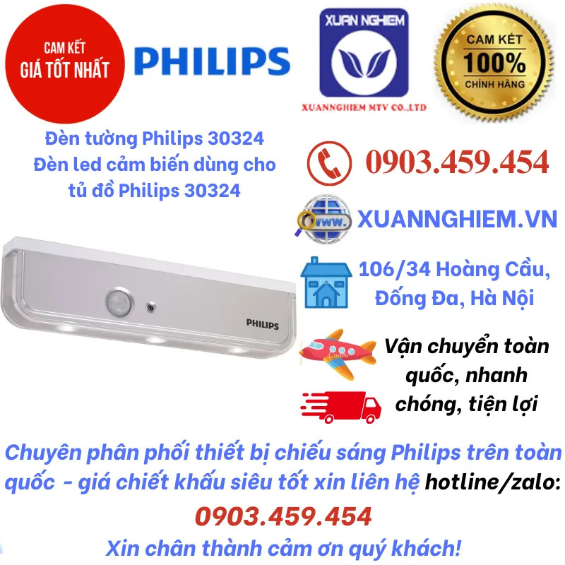 Đèn tường Philips 30324 / Đèn led cảm biến dùng cho tủ đồ Philips 30324