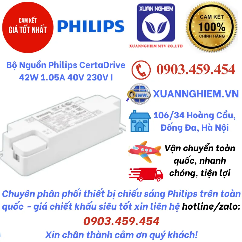 Bộ Nguồn Philips CertaDrive 42W 1.05A 40V 230V I