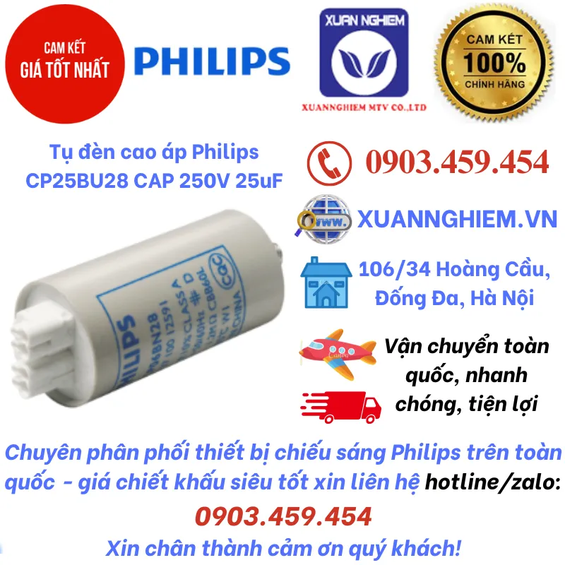 Tụ đèn cao áp Philips CP25BU28 CAP 250V 25uF