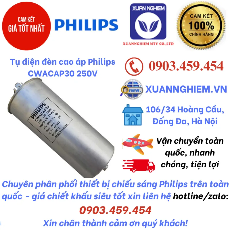Tụ điện đèn cao áp Philips CWACAP30 250V