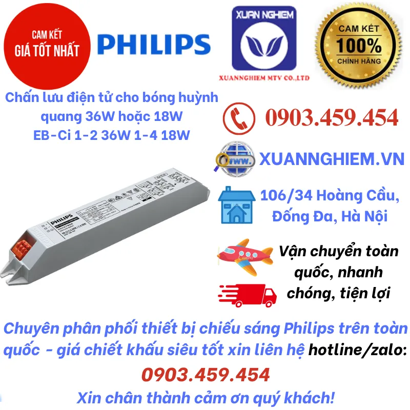 Chấn lưu điện tử cho bóng huỳnh quang 36W hoặc 18W EB-Ci 1-2 36W 1-4 18W