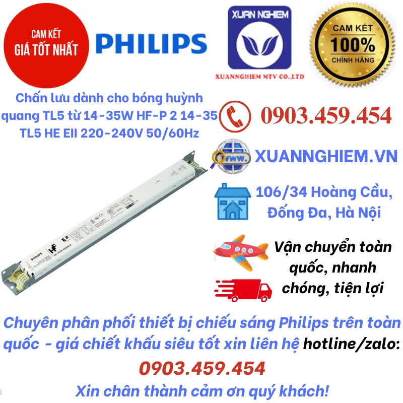Chấn lưu dành cho bóng huỳnh quang TL5 từ 14-35W HF-P 2 14-35 TL5 HE EII 220-240V 50/60Hz Philips