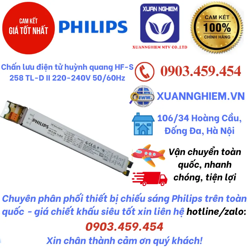 Chấn lưu điện tử huỳnh quang HF-S 258 TL-D II 220-240V 50/60Hz