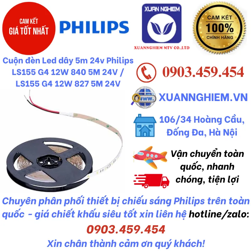 Cuộn đèn Led dây 5m 24v Philips LS155 G4 12W 840 5M 24V / LS155 G4 12W 827 5M 24V