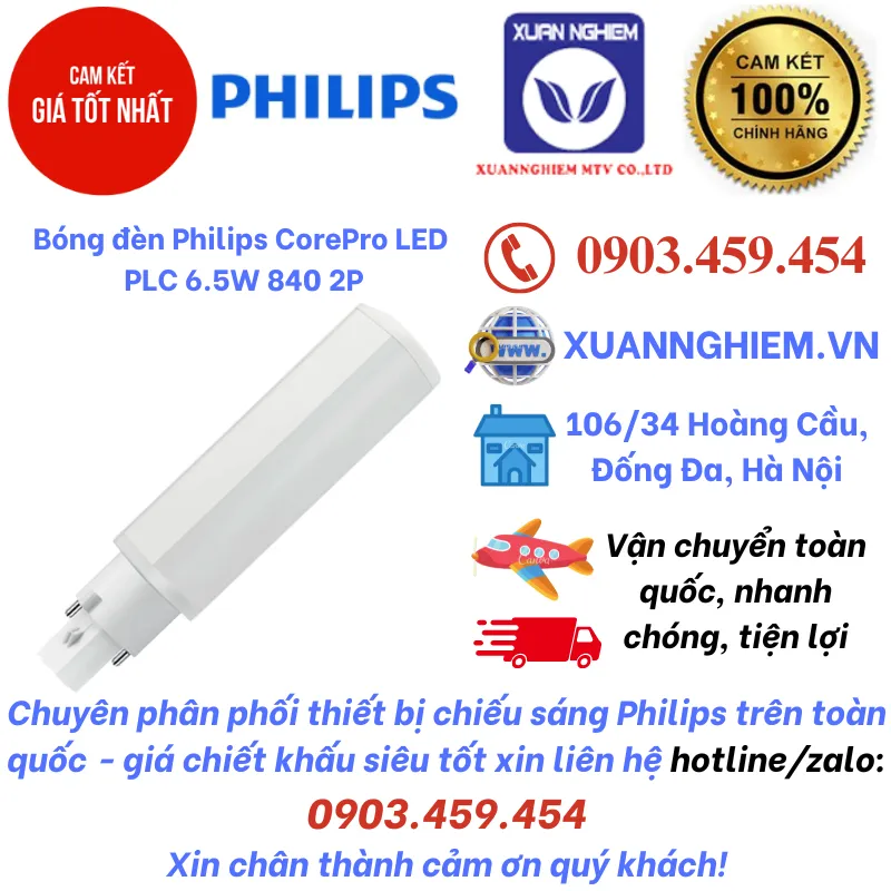 Bóng đèn Philips CorePro LED PLC 6.5W 840 2P