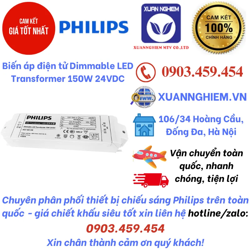 Biến áp điện tử Dimmable LED Transformer 150W 24VDC Philips hàng chính hãng giá tốt nhất