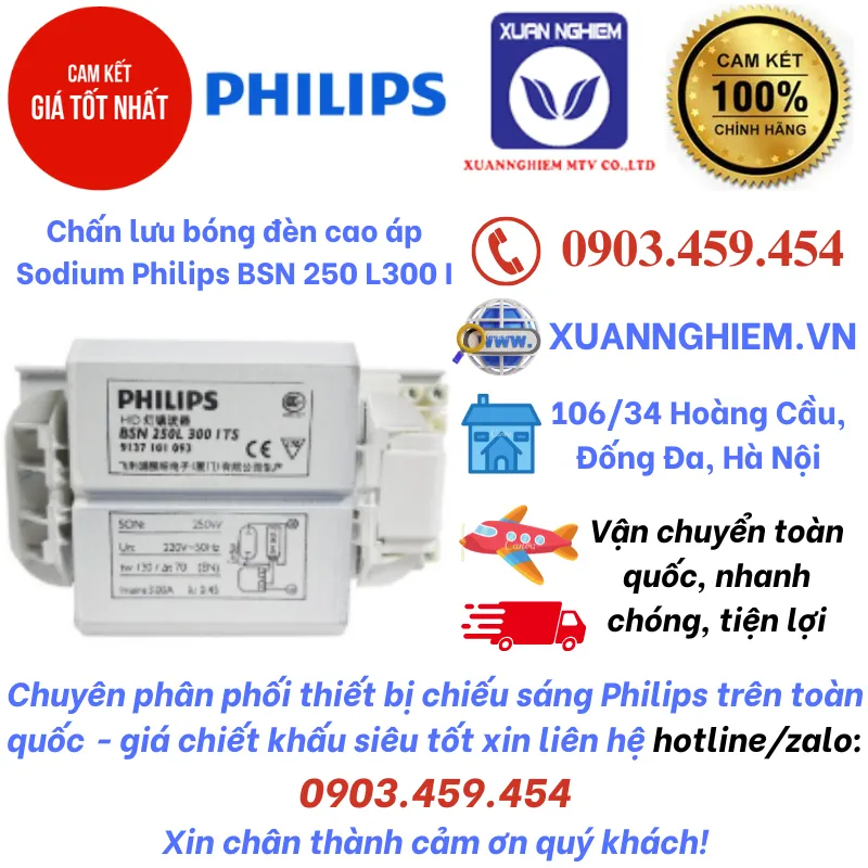 Chấn lưu bóng đèn cao áp Sodium Philips BSN 250 L300 I