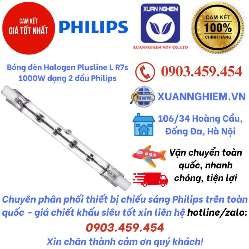 Bóng đèn Halogen Plusline L R7s 1000W dạng 2 đầu Philips