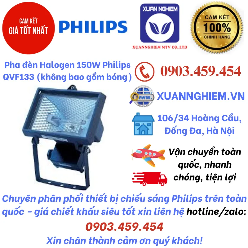 Pha đèn Halogen 150W Philips QVF133 (không bao gồm bóng)
