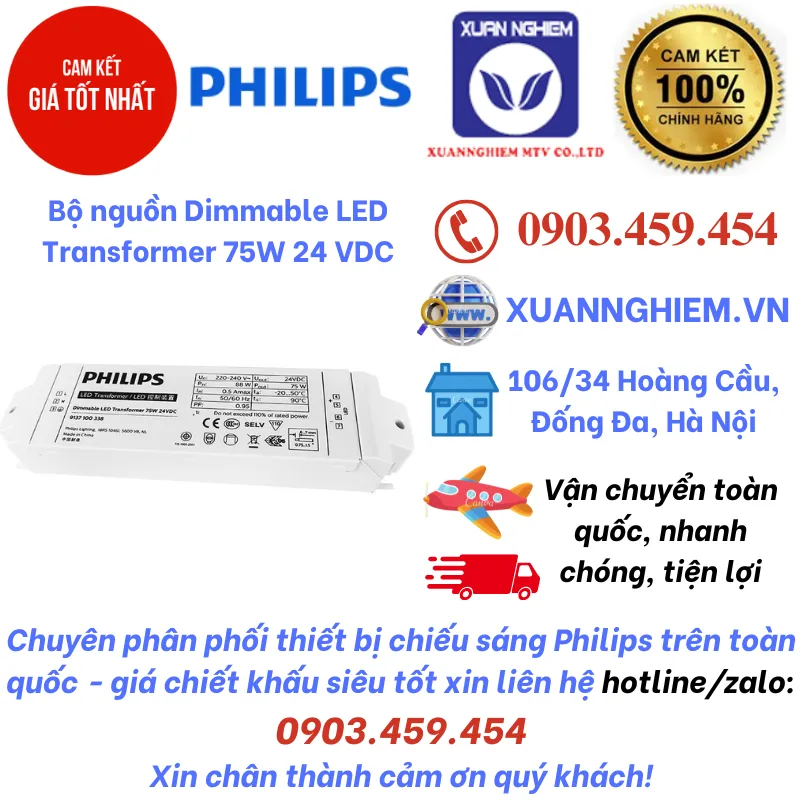 Bộ nguồn Dimmable LED Transformer 75W 24 VDC