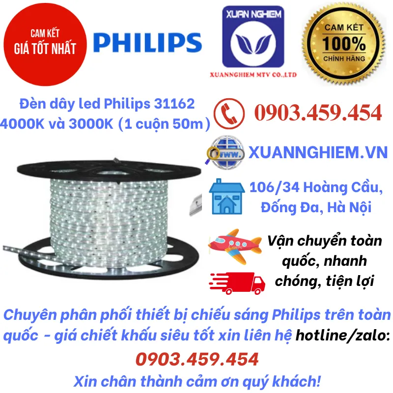 Đèn dây led Philips 31162 4000K và 3000K (1 cuộn 50m) - Hàng chính hãng - tiết kiệm điện