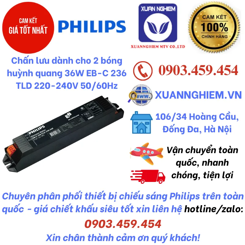 Chấn lưu dành cho 2 bóng huỳnh quang 36W - EB-C 236 TLD 220-240V 50/60Hz