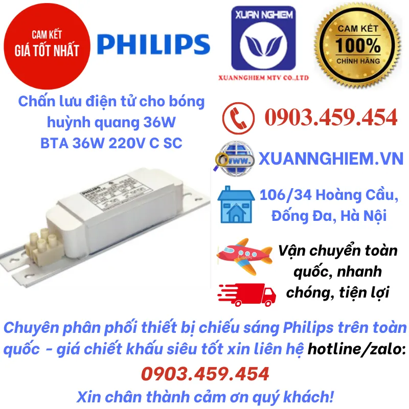 Chấn lưu điện tử cho bóng huỳnh quang 36W BTA 36W 220V C SC