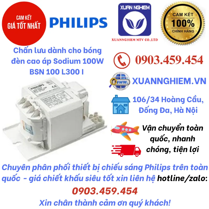 Chấn lưu dành cho bóng đèn cao áp Sodium 100W BSN 100 L300 I Philips
