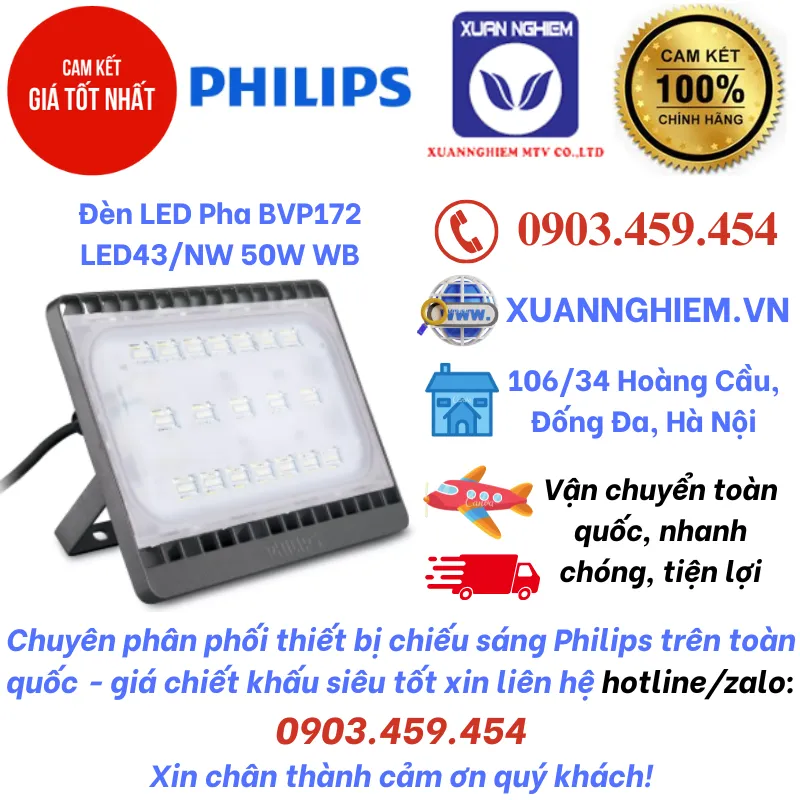 Đèn LED Pha BVP172 LED43/NW 50W WB