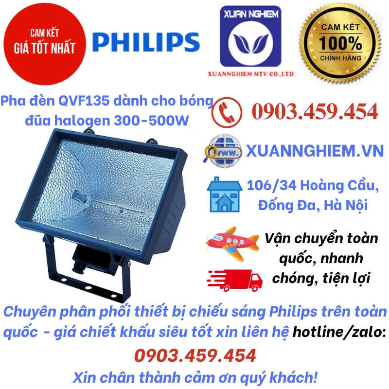 Pha đèn QVF135 dành cho bóng đũa halogen 300-500W ( chưa bao gồm bóng )