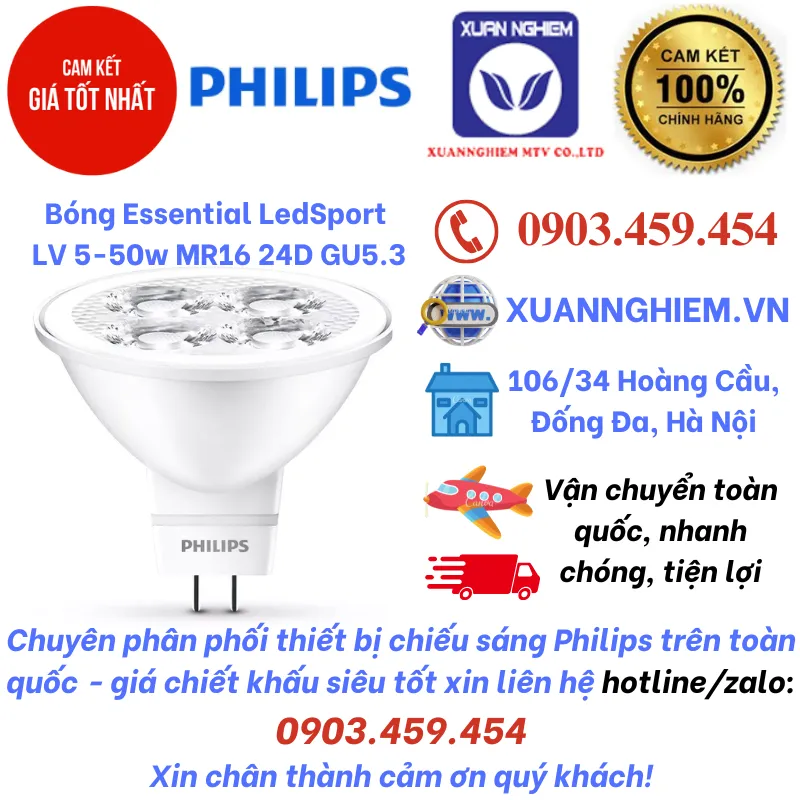 Bóng Essential LedSport LV 5-50w MR16 24D GU5.3