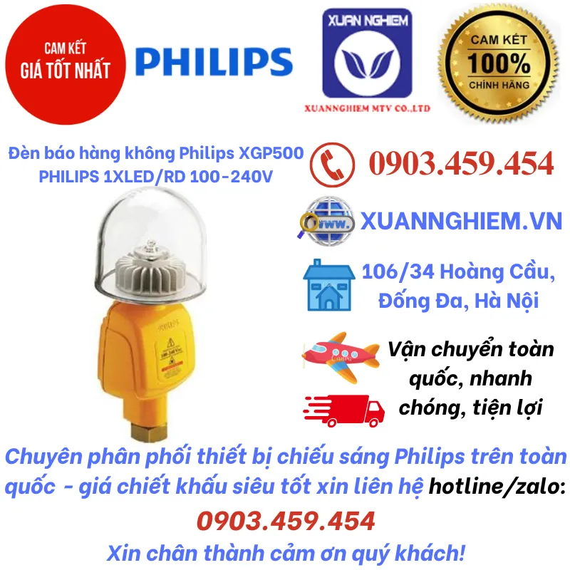 Đèn báo hàng không Philips XGP500 PHILIPS 1XLED/RD 100-240V