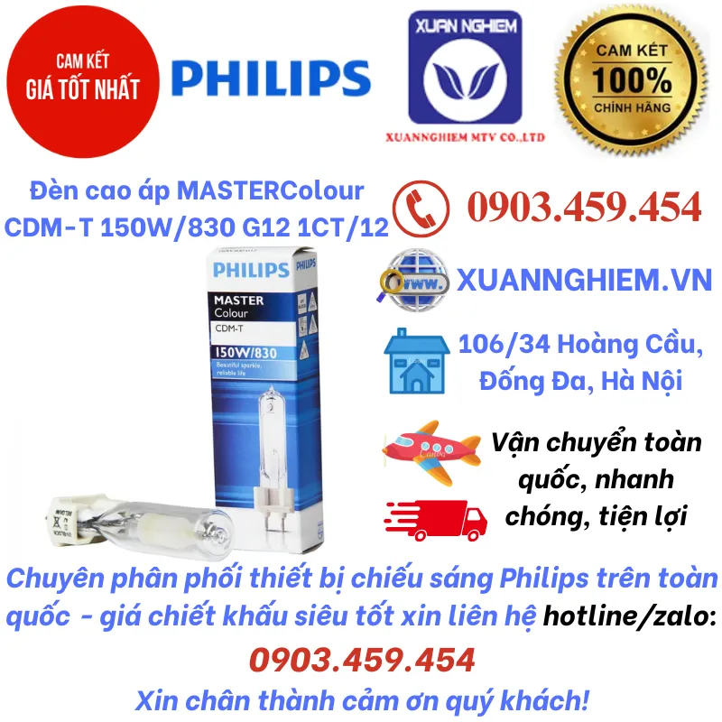 Đèn cao áp MASTERColour CDM-T 150W/830 G12 1CT/12