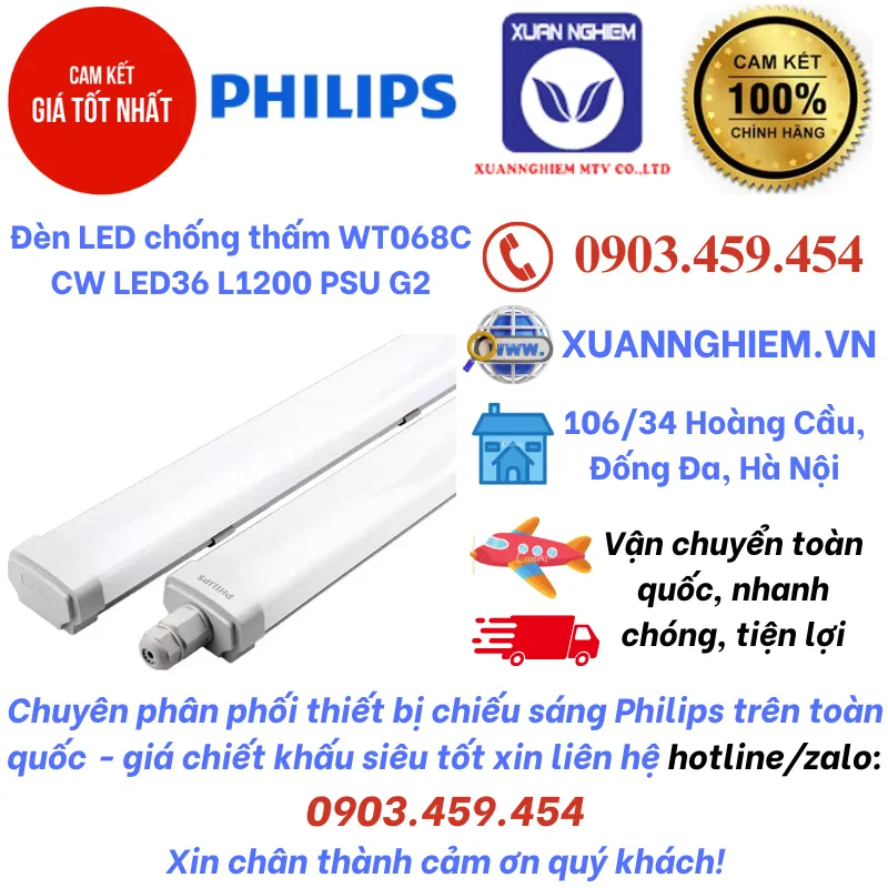 Đèn LED chống thấm WT068C CW LED36 L1200 PSU G2