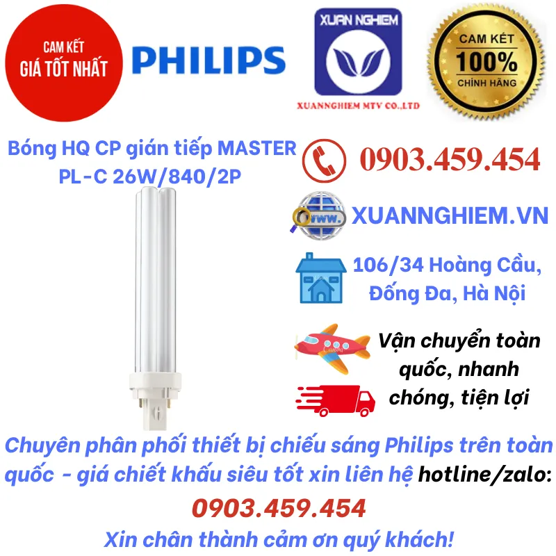 Bóng HQ CP gián tiếp MASTER PL-C 26W/840/2P 1CT/5X10BOX