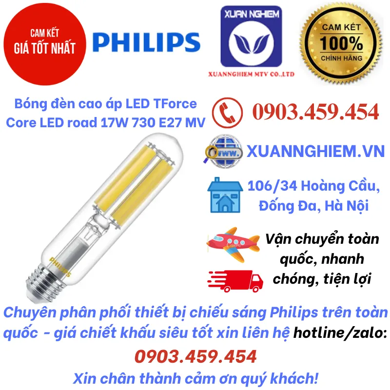 Bóng đèn cao áp LED Philips TForce Core LED road 17W 730 E27 MV / TForce Core LED road 17W 740 E27 MV