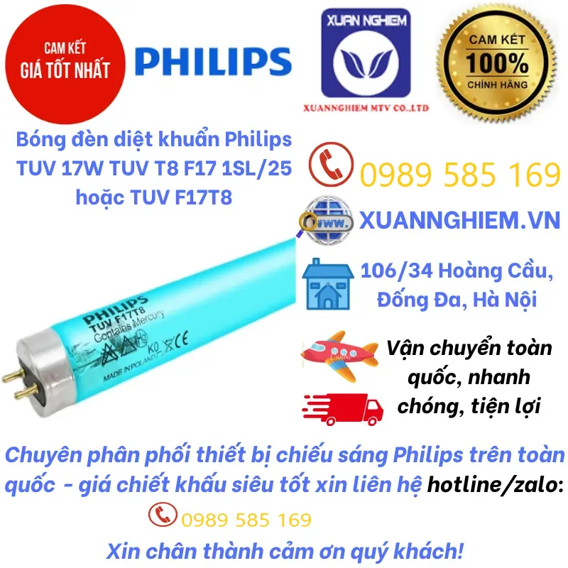 Bóng đèn diệt khuẩn Philips TUV 17W TUV T8 F17 1SL/25 hoặc TUV F17T8